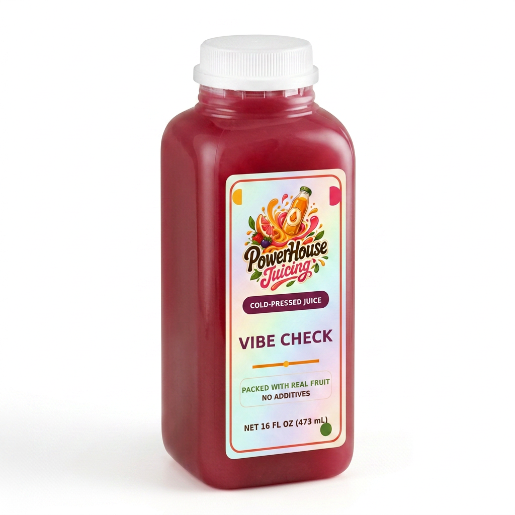 Vibe Check — PowerHouse Juicing cold-pressed juice bottle