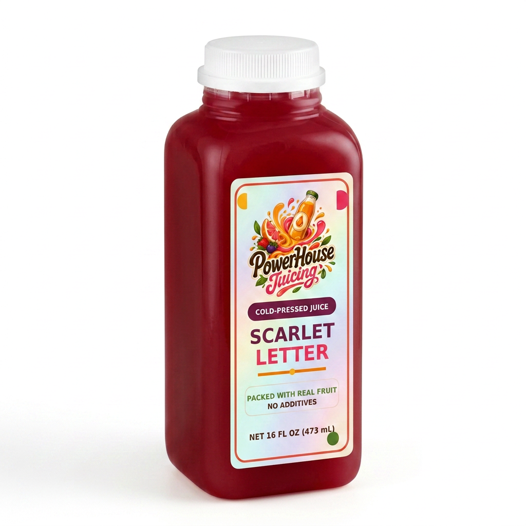 Scarlet Letter — PowerHouse Juicing cold-pressed juice bottle