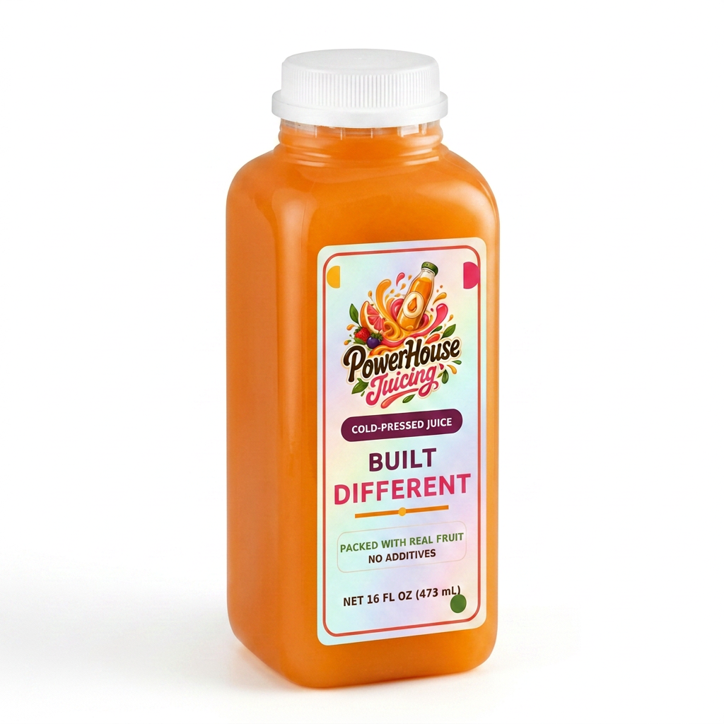 Built Different — PowerHouse Juicing cold-pressed juice bottle
